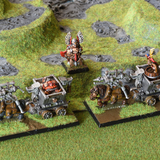 Dwarf thane and mine cart unit fillers with a wounded dwarf and a monkey on a beer barrel