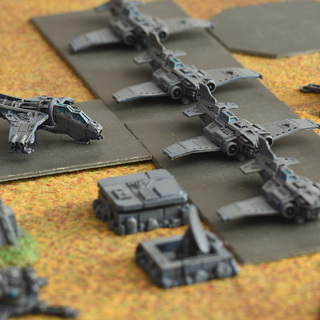 Epic imperial airbase with Forgeworld Thundebolt Fighters and a Vulture Gunship